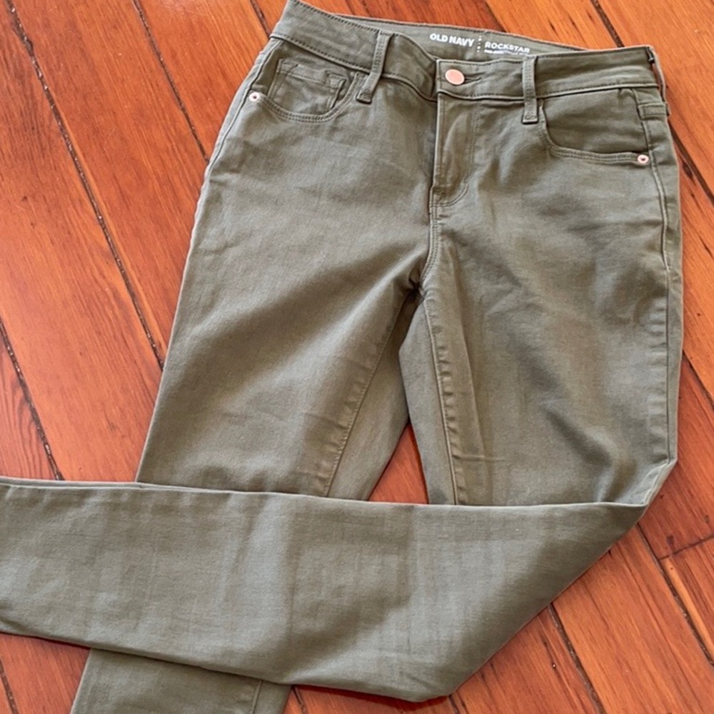 Women’s Olive Rockstar Mid-Rise Skinny Ankle Jeans